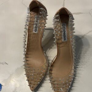 Steve Madden Clear and Tan Spiked Heels